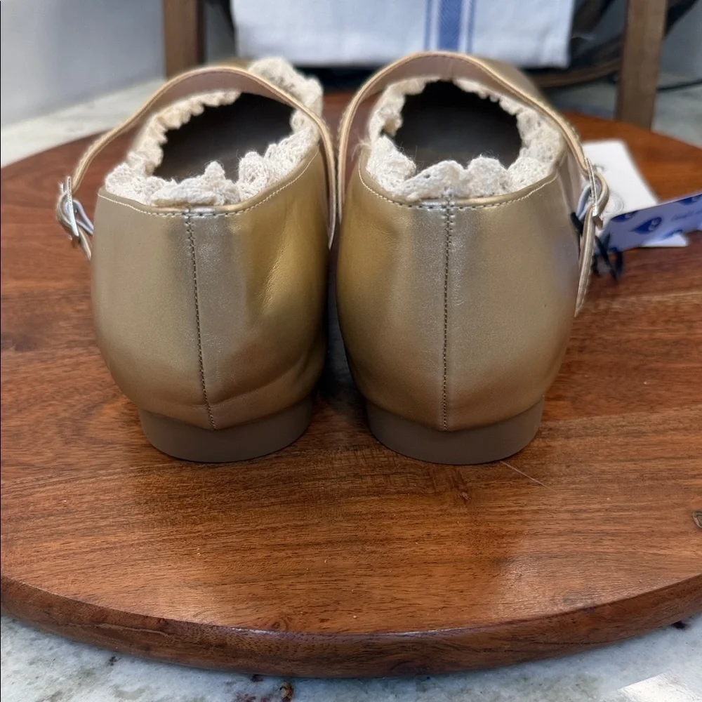 Cider Metallic Gold Flats with Lace Trim